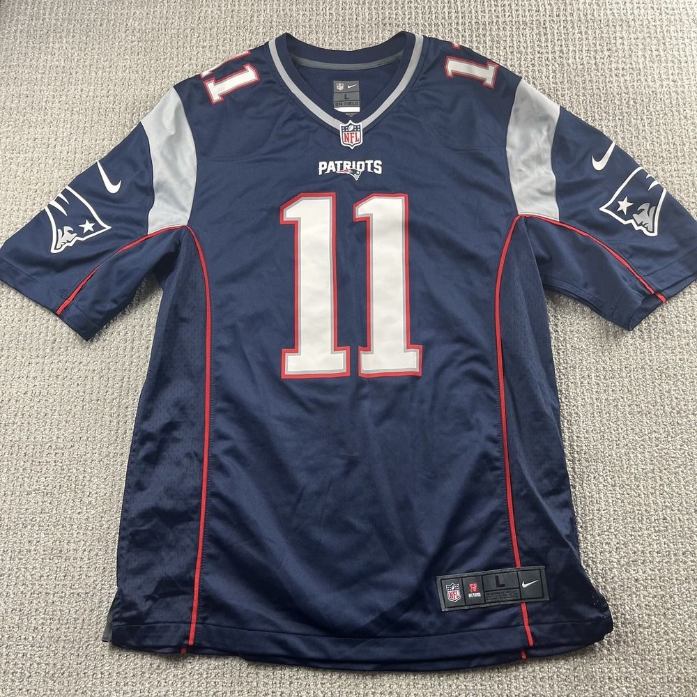Nike Julian Edelman #11 New England Patriots NFL On Field Jersey Mens Large Blue